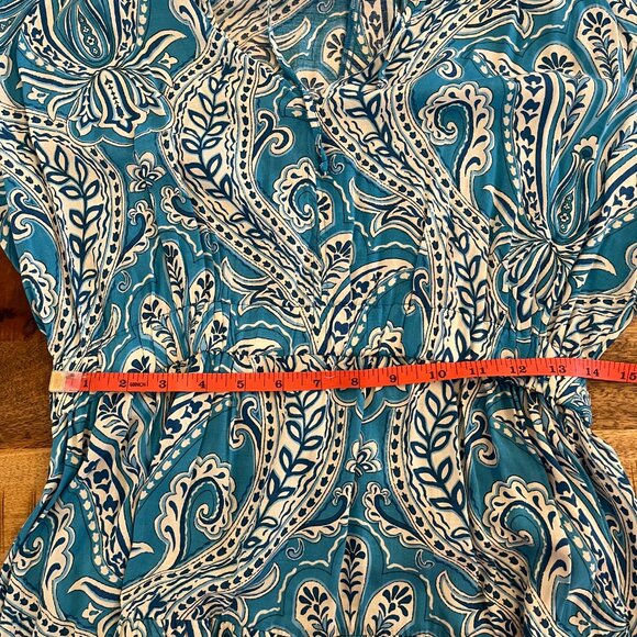 Zara Blue Paisley Floral Mini Dress L Boho Western Festival - Picture 10 of 11